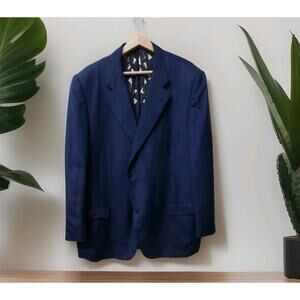 Caruso Blue Silk Single Breasted Silk Pashmina Blazer Size 62 US 52